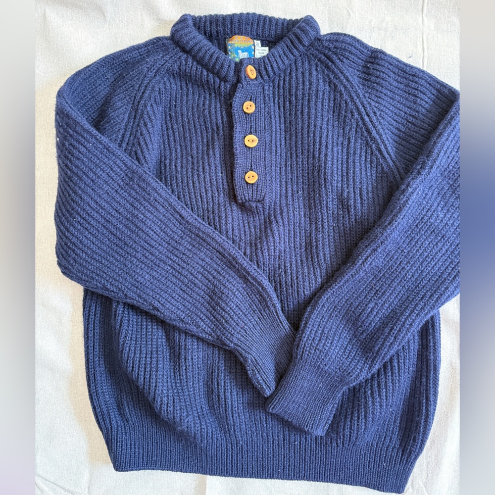 100% Wool Fisherman Sweater Made in Canada Navy Great Northern Knitters
